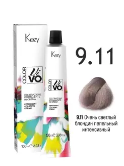 9.11 Kezy Color Vivo Перманентная крем-краска 100мл Очень светлый блондин пепельный интенсивный