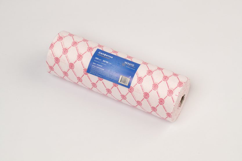 Салфетка 30*30 спанлейс, рул, 100 шт розовый