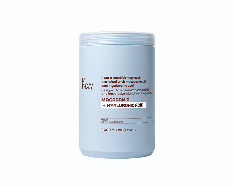 Kezy I Am MACADAMIA+HYALURONIC ACID Маска для восстановления слабых и поврежденных волос, 1000мл