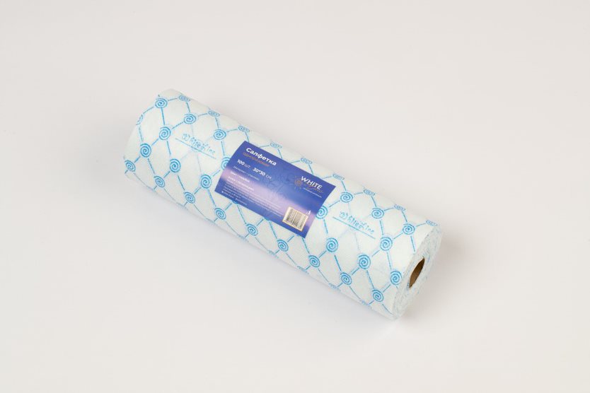 Салфетка 30*30 спанлейс, рул, 100 шт голубой