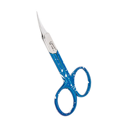 Ножницы для кутикулы, зауженные лезвия, плечики, синее в крапинку покрытие