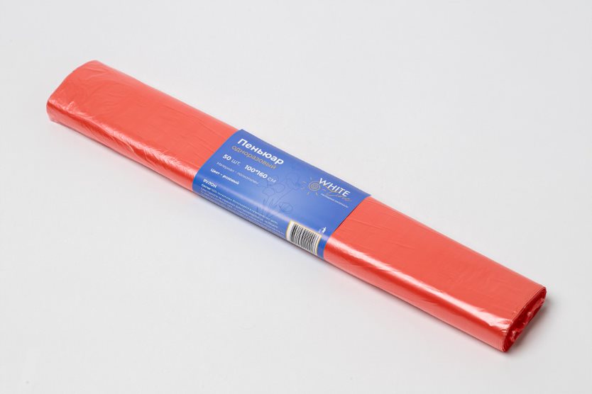 Пеньюар п/э 100*160 White line рулон розовый №50