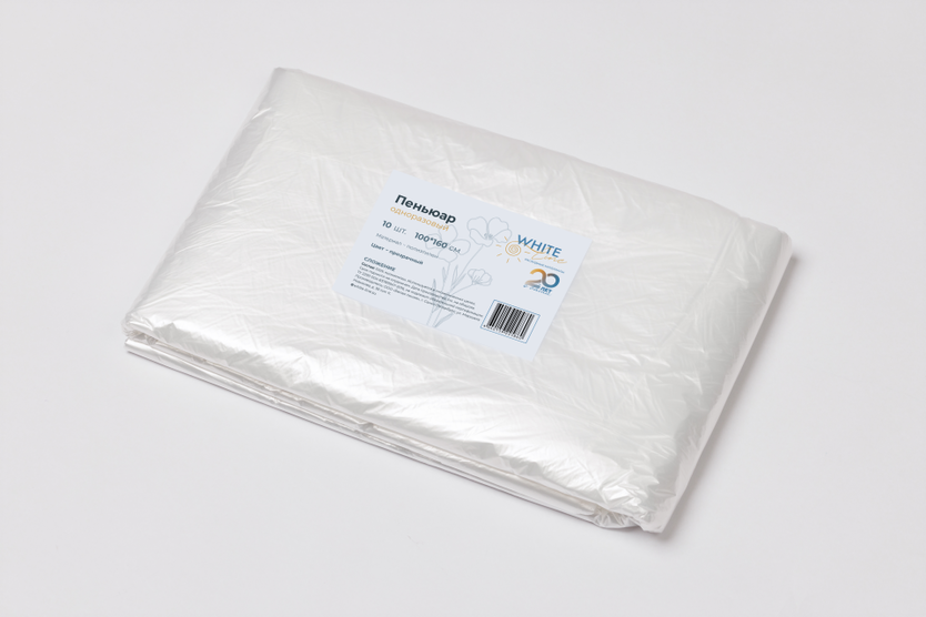 Пеньюар п/э 100*160 White line (Россия) №10 прозрачный