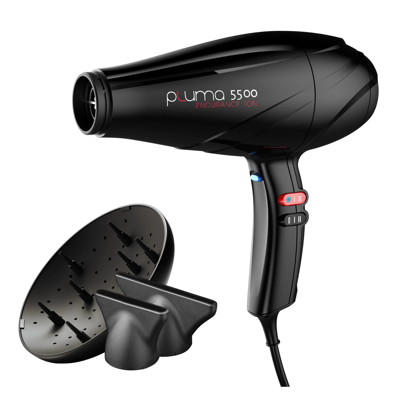 Фен GA.MA PLUMA 5500 ion 2400W черный, 2 сопла, диффузор